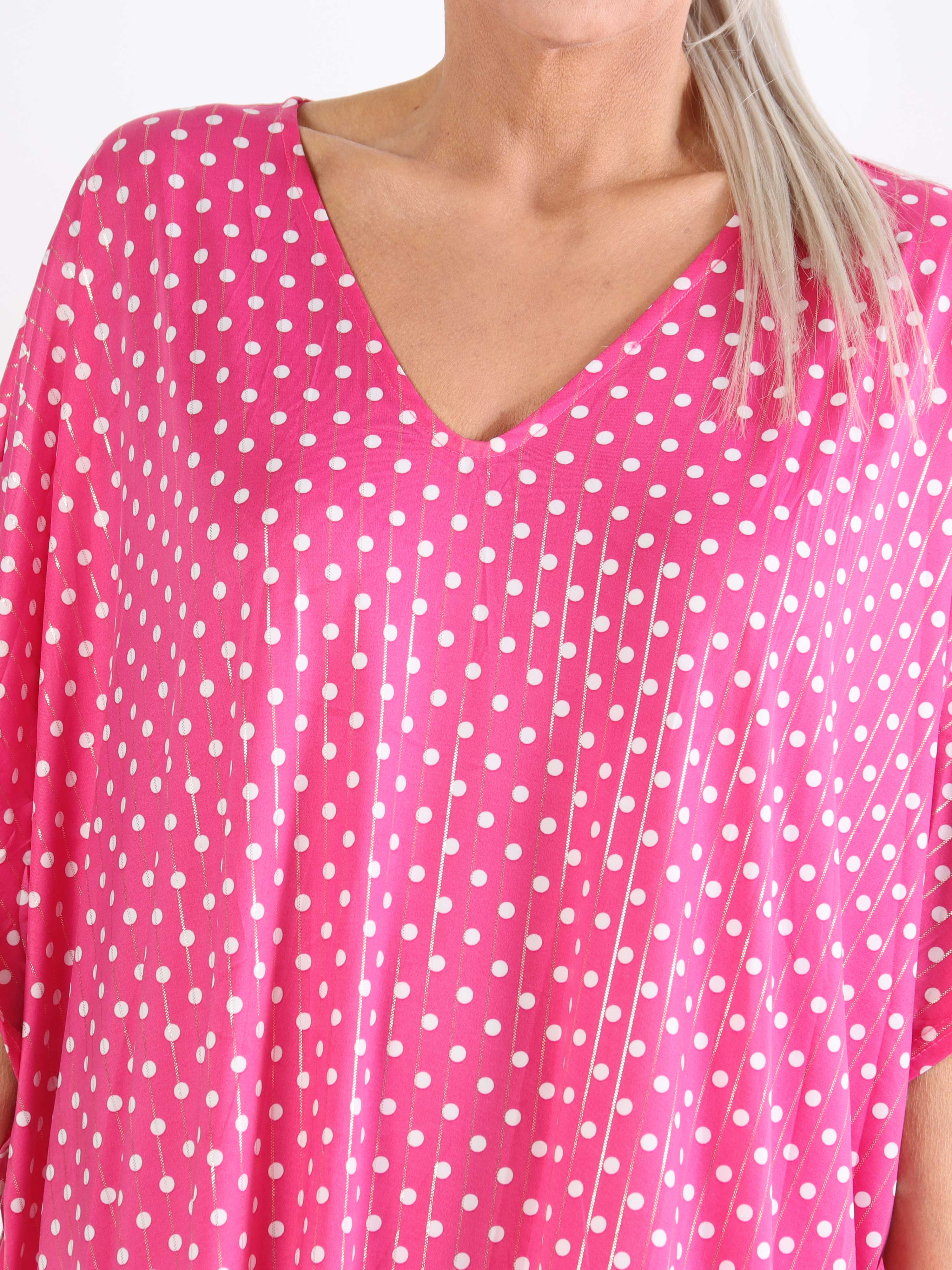 Azmina Dot - Elastisk plus size tunikaklänning i lös passform